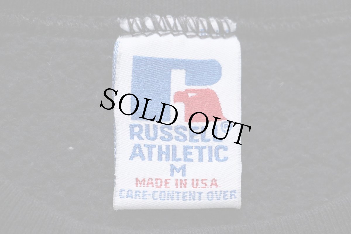 画像4: 90s USA製 RUSSELLラッセル 無地 前V スウェット 黒 M★ブランク (4)