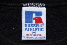 画像4: 90s USA製 RUSSELLラッセル 無地 前V スウェット 黒 M★ブランク (4)