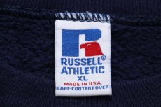 画像4: 90s USA製 RUSSELLラッセル 無地 前V スウェット 紺 XL★A ブランク (4)