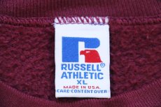 画像4: 90s USA製 RUSSELLラッセル 無地 前V スウェット ワインレッド XL★ブランク (4)
