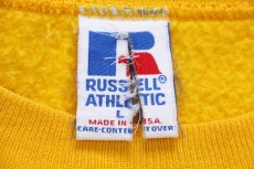 画像4: 90s USA製 RUSSELLラッセル 無地 前V スウェット 濃黄 L★ブランク (4)