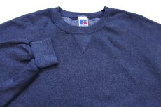 画像3: 90s メキシコ製 RUSSELLラッセル 無地 前V スウェット 杢ネイビー L★ブランク (3)