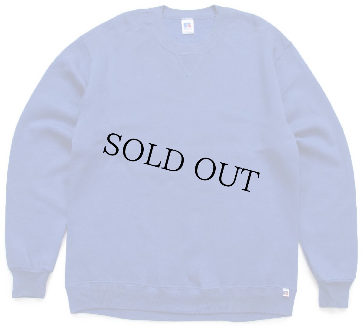 画像1: 80s USA製 RUSSELLラッセル 無地 前V スウェット 青 L★ブランク (1)