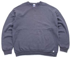 画像1: 90s メキシコ製 RUSSELLラッセル 無地 前V スウェット ネイビーグレー XXL★特大 ブランク (1)
