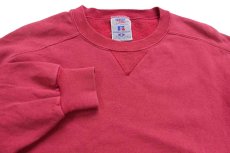 画像3: 90s USA製 RUSSELLラッセル 無地 前V スウェット ワインレッド フェード M★ブランク (3)