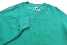 画像3: 90s USA製 RUSSELLラッセル 無地 前V スウェット エメラルドグリーン XL★ブランク (3)
