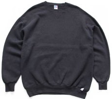 画像1: 90s USA製 RUSSELLラッセル 無地 前V スウェット 黒 フェード XL★ブランク (1)