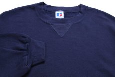 画像3: 90s USA製 RUSSELLラッセル 無地 前V スウェット 紺 XL★A ブランク (3)