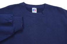 画像3: 90s USA製 RUSSELLラッセル 無地 前V スウェット 紺 XL★ブランク (3)