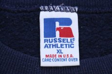 画像4: 90s USA製 RUSSELLラッセル 無地 前V スウェット 紺 XL★ブランク (4)