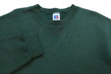 画像3: 80s USA製 RUSSELLラッセル 無地 前V スウェット 緑 L★ブランク (3)