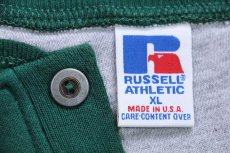 画像4: 90s USA製 RUSSELLラッセル 無地 ヘンリーネック スウェット 緑 XL★ブランク (4)