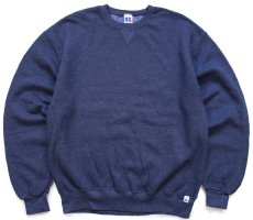 画像1: 90s メキシコ製 RUSSELLラッセル 無地 前V スウェット 杢ネイビー L★ブランク (1)
