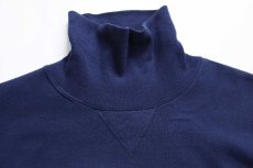 画像4: 90s USA製 RUSSELLラッセル 無地 タートルネック 前V スウェット 紺 XL★ブランク (4)