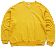 画像1: 90s メキシコ製 RUSSELLラッセル 無地 前V スウェット 濃黄 XXL★特大 ブランク (1)