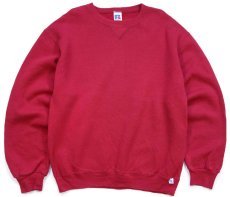 画像1: 90s メキシコ製 RUSSELLラッセル 無地 前V スウェット 濃赤 M★ブランク (1)