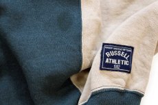 画像5: 90s USA製 RUSSELLラッセル ツートン 切り替え 前V スウェット グレーベージュ×グリーングレー XL (5)