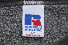 画像4: 90s メキシコ製 RUSSELLラッセル 無地 前V スウェット 杢グリーングレー LT★ブランク (4)