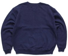 画像1: 90s メキシコ製 Member's Mark BY RUSSELLラッセル 無地 前V スウェット 紺 L★ブランク (1)