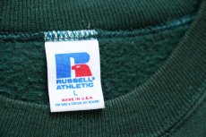 画像4: 80s USA製 RUSSELLラッセル 無地 前V スウェット 緑 L★ブランク (4)