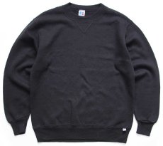 画像1: 90s USA製 RUSSELLラッセル 無地 前V スウェット 黒 M★ブランク (1)