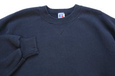 画像3: 90s USA製 RUSSELLラッセル 無地 前V スウェット 黒 L★ブランク (3)