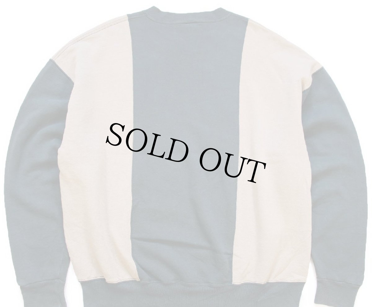 画像2: 90s USA製 RUSSELLラッセル ツートン 切り替え 前V スウェット グレーベージュ×グリーングレー XL (2)