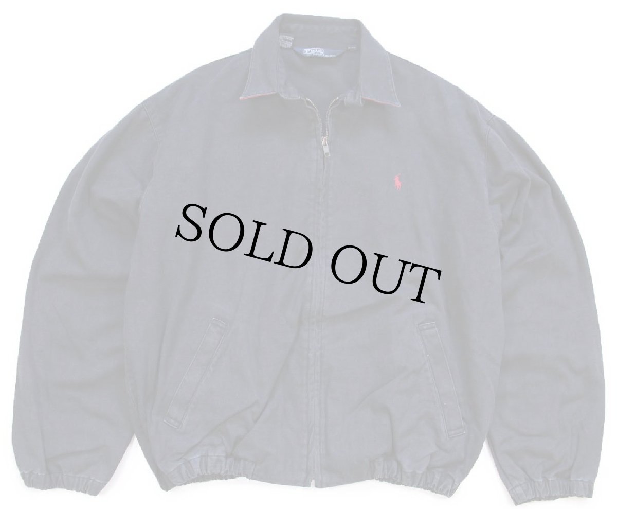 画像1: 90s ポロ ラルフローレン ワンポイント チンスト付き コットンジャケット 黒 フェード M (1)