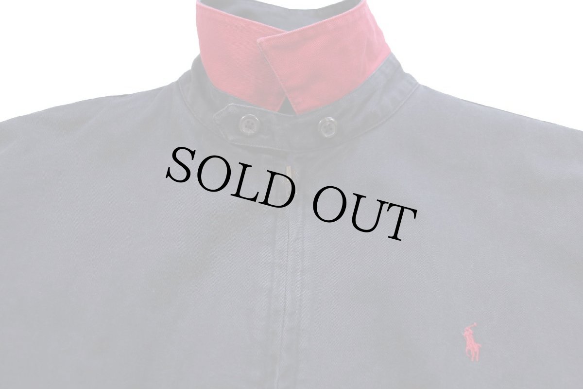 画像3: 90s ポロ ラルフローレン ワンポイント チンスト付き コットンジャケット 黒 フェード M (3)