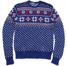 画像1: 00s ポロ ラルフローレン ノルディック柄 コットン×リネンニット セーター (1)