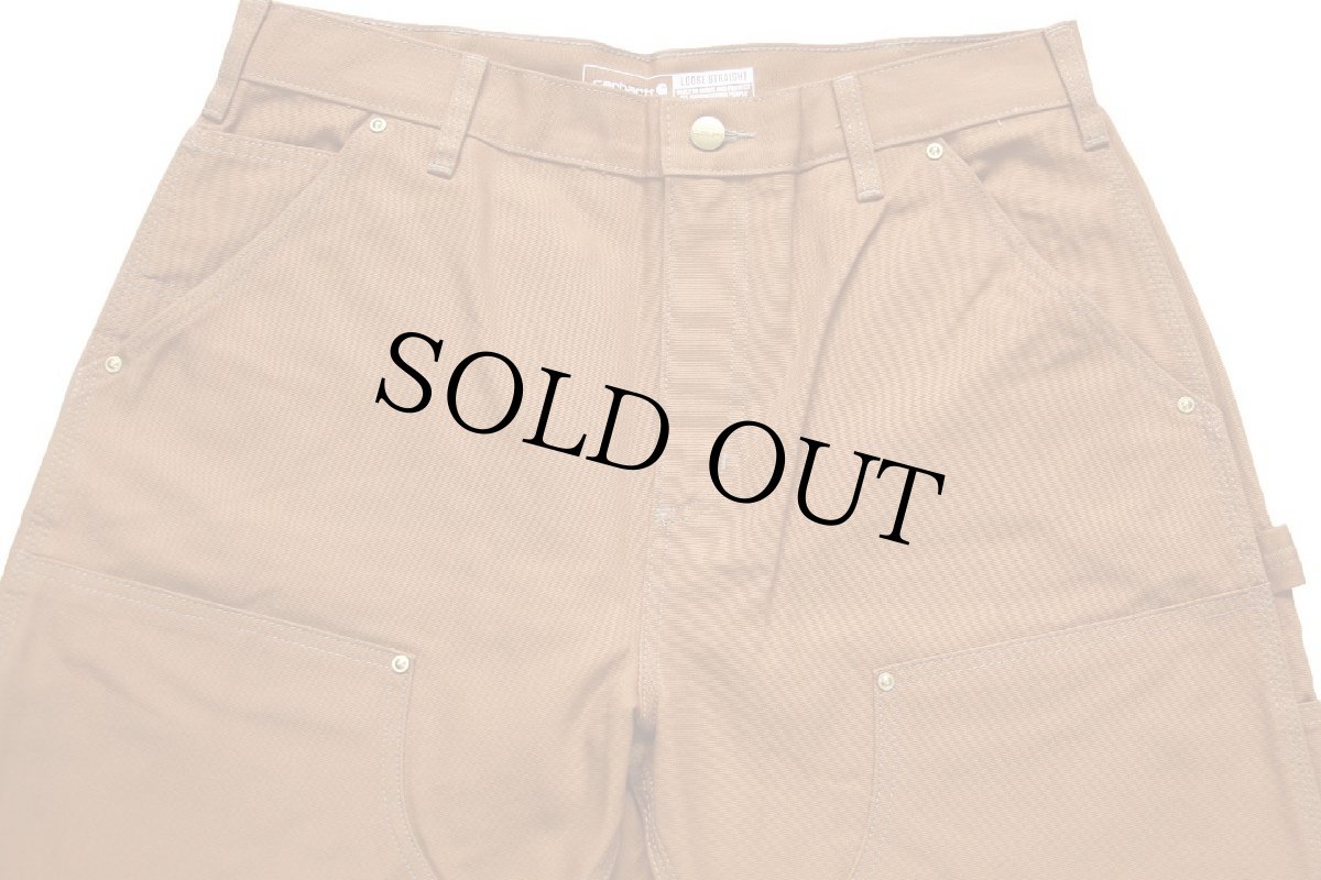 画像4: 新品★carharttカーハート ダブルニー ダック地 ペインターパンツ 茶 W32 L30 (4)