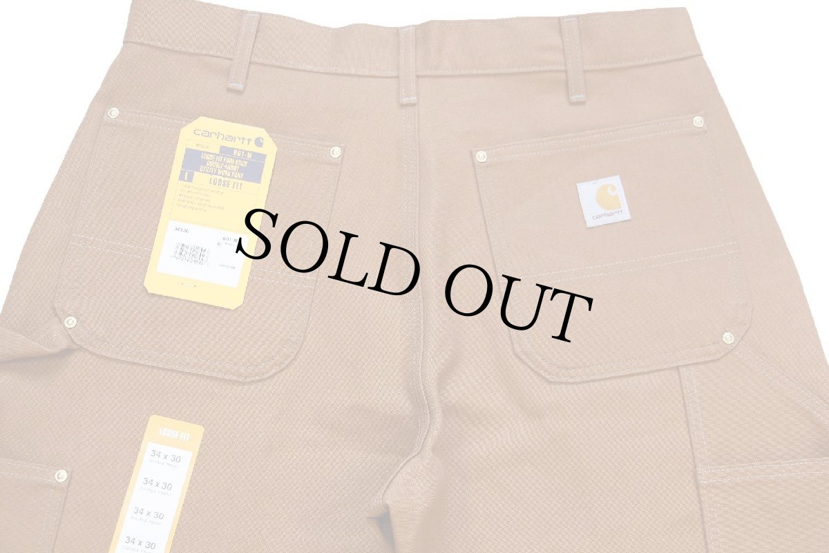 画像5: 新品★USA製 carharttカーハート ダブルニー ダック地 ペインターパンツ 茶 W34 L30 (5)