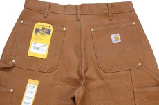 画像5: 新品★USA製 carharttカーハート ダブルニー ダック地 ペインターパンツ 茶 W34 L30 (5)