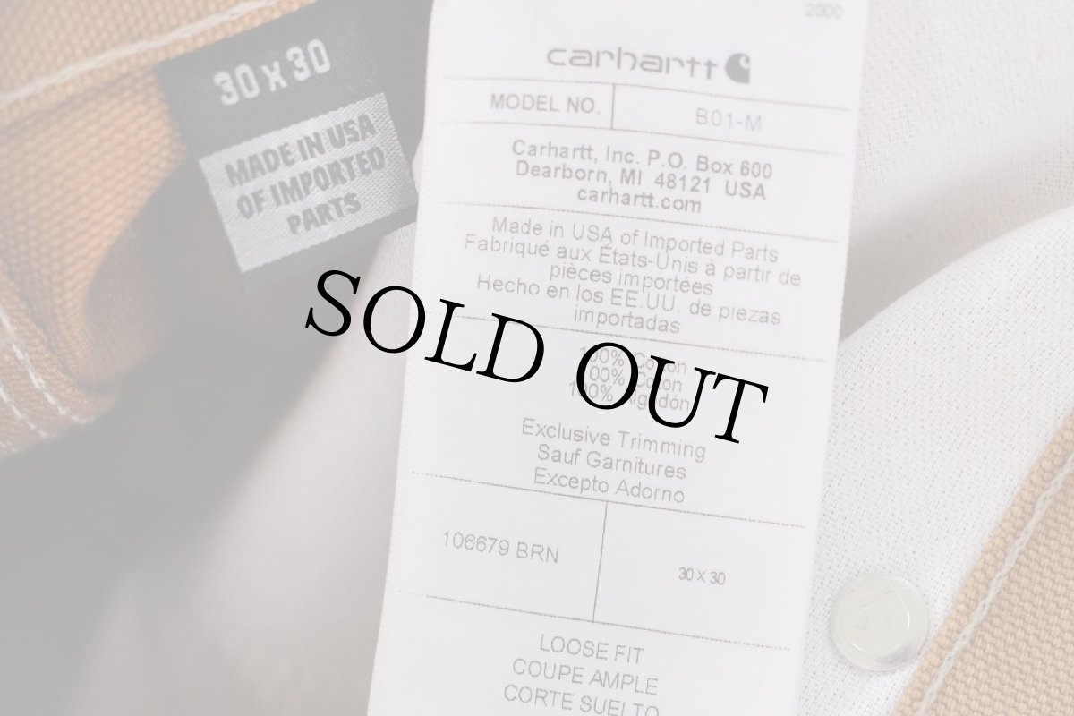 画像6: 新品★USA製 carharttカーハート ダブルニー ダック地 ペインターパンツ 茶 W30 L30 (6)