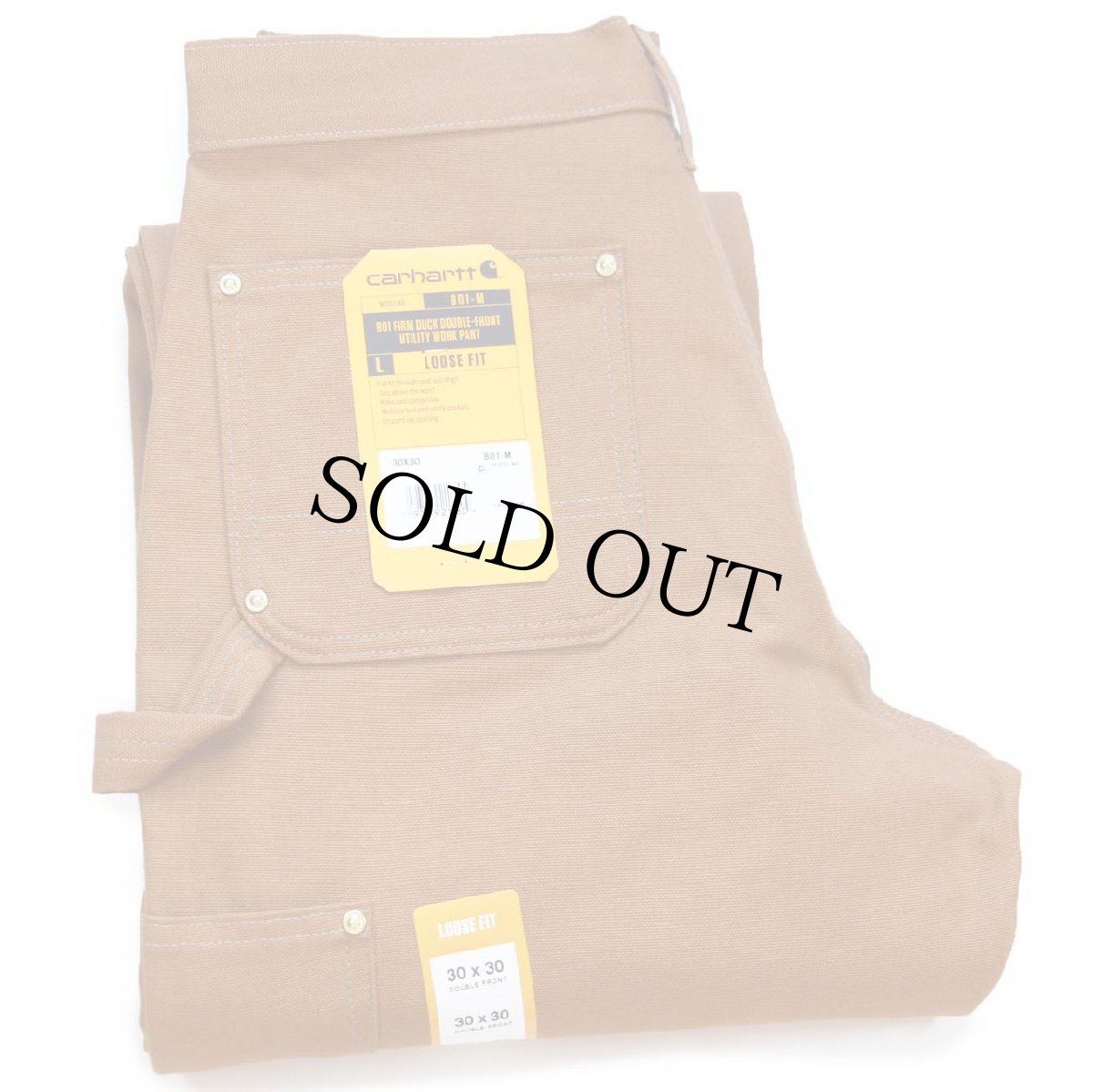画像1: 新品★USA製 carharttカーハート ダブルニー ダック地 ペインターパンツ 茶 W30 L30 (1)