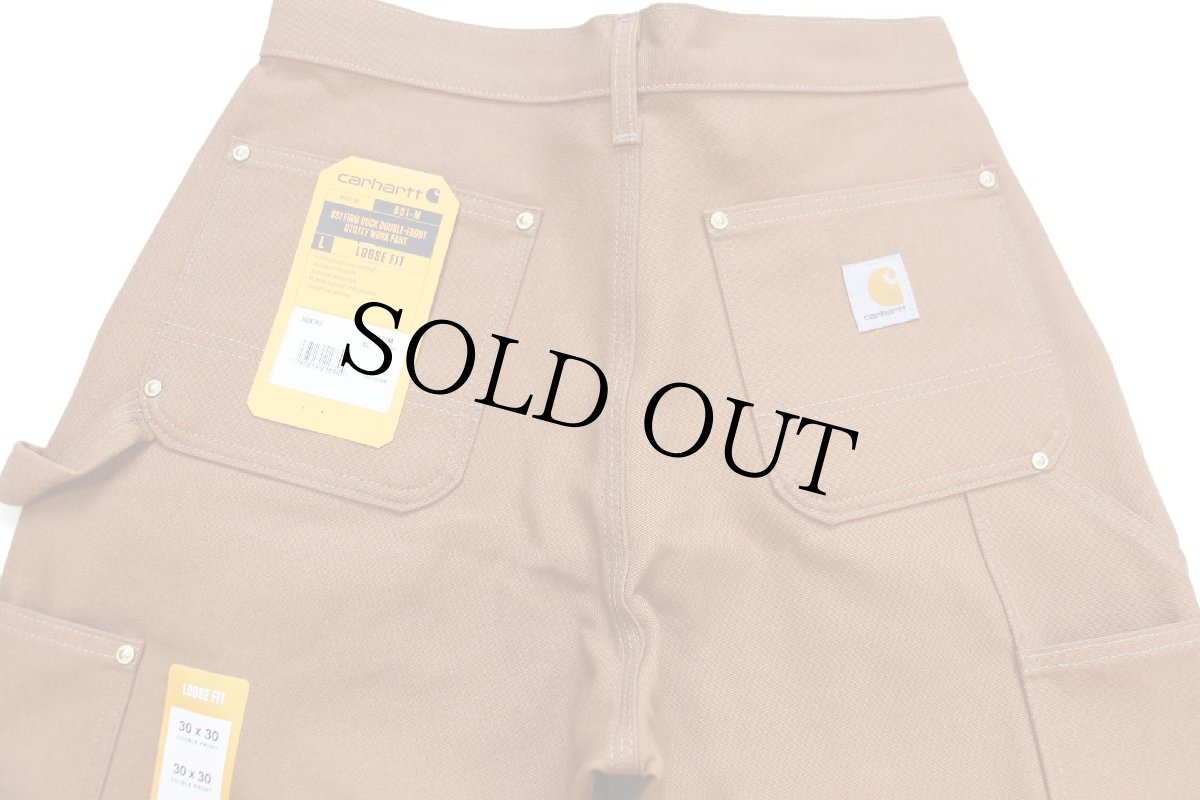 画像5: 新品★USA製 carharttカーハート ダブルニー ダック地 ペインターパンツ 茶 W30 L30 (5)
