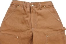 画像4: 新品★USA製 carharttカーハート ダブルニー ダック地 ペインターパンツ 茶 W30 L30 (4)
