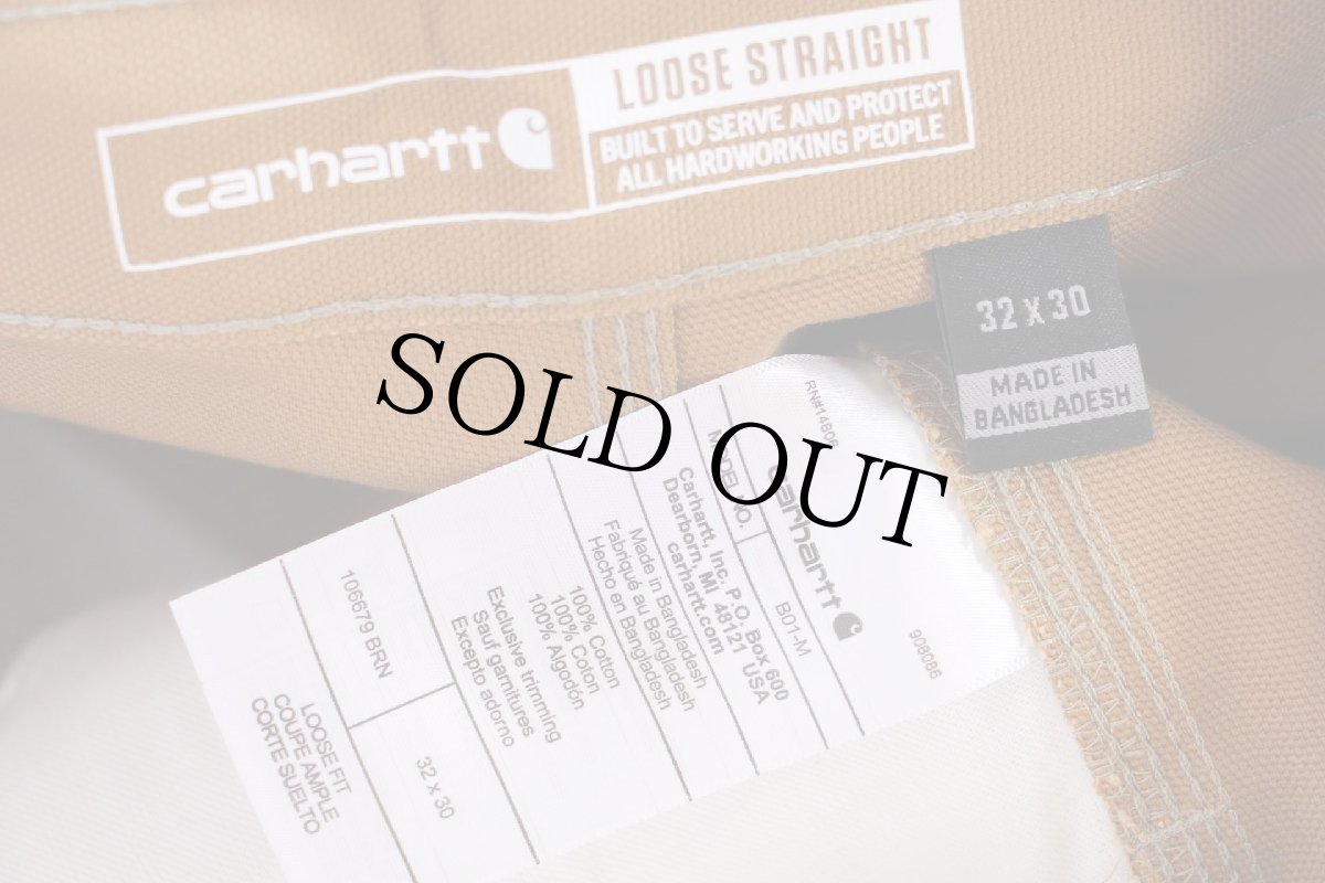 画像6: 新品★carharttカーハート ダブルニー ダック地 ペインターパンツ 茶 W32 L30 (6)