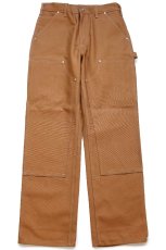 画像2: 新品★USA製 carharttカーハート ダブルニー ダック地 ペインターパンツ 茶 W30 L30 (2)