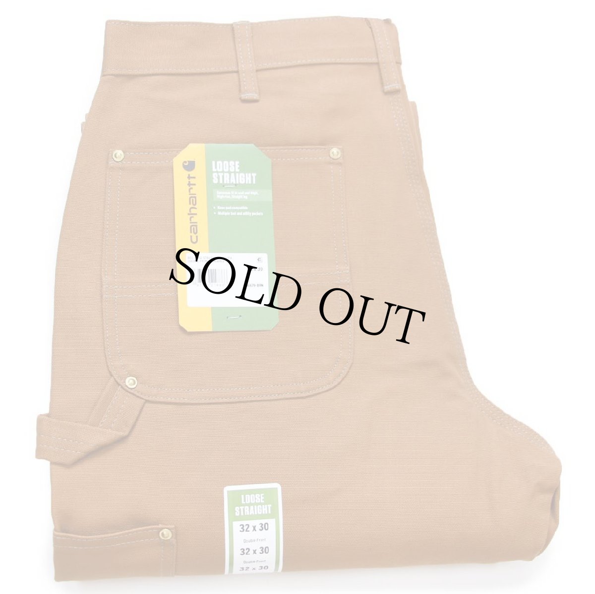 画像1: 新品★carharttカーハート ダブルニー ダック地 ペインターパンツ 茶 W32 L30 (1)