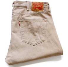 画像1: Levi'sリーバイス 501 ダメージ 後染め カラーデニムパンツ カーキ W38 L32★SDP4150 (1)