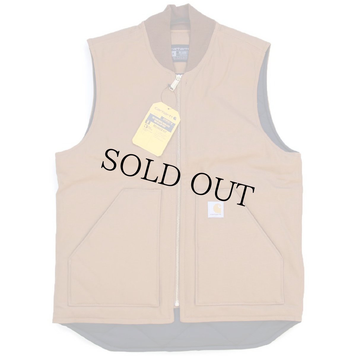 画像1: 新品★carharttカーハート V01 FIRM DUCK INSULATED RIB COLLAR VEST RELAXED FIT キルティングライナー ダックベスト 茶 S (1)