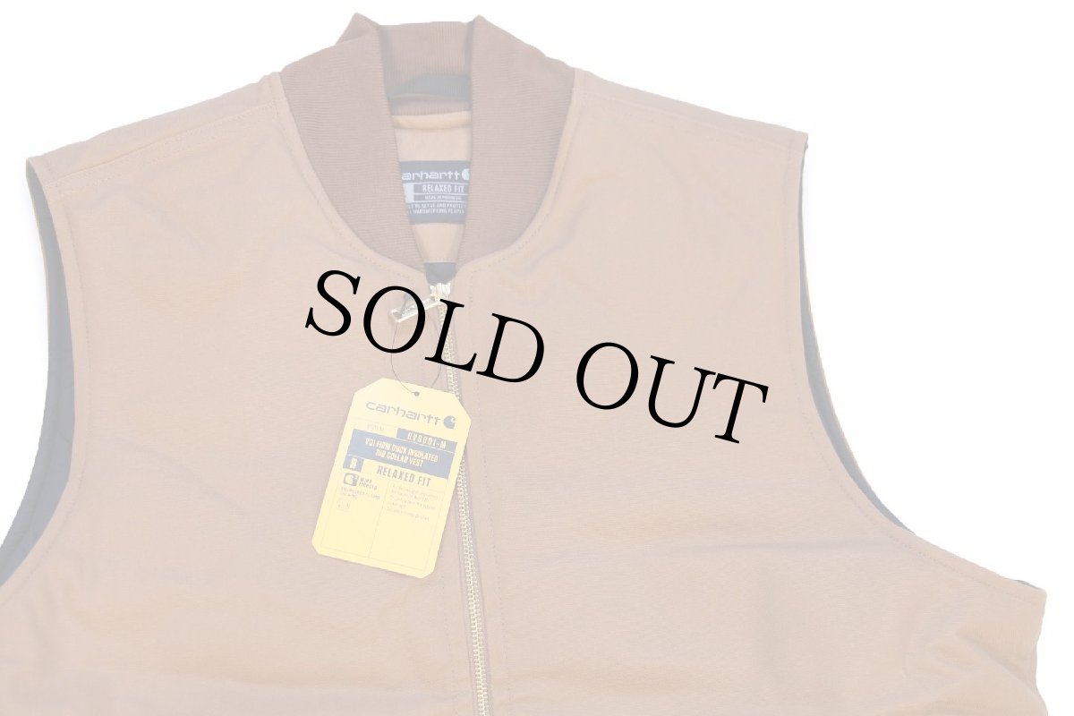 画像3: 新品★carharttカーハート V01 FIRM DUCK INSULATED RIB COLLAR VEST RELAXED FIT キルティングライナー ダックベスト 茶 S (3)
