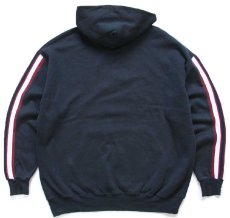画像2: 90s USA製 RUSSELLラッセル ライン入り ハーフジップ スウェットパーカー 黒 XL★フーディー (2)
