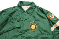 画像3: 70s NEW JERSEY STATE FIRST AID COUNCIL パッチ&チェーン刺繍 ナイロン コーチジャケット 緑 44 (3)