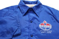 画像3: 80s USA製 King Louieキングルイ AMOCO ロゴ ボアライナー ナイロン コーチジャケット 青 L (3)
