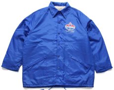 画像1: 80s USA製 King Louieキングルイ AMOCO ロゴ ボアライナー ナイロン コーチジャケット 青 L (1)