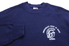 画像3: 80s USA製 IMMACULATE HEART OF MARY SCHOOL ナイト ひび割れプリント スウェット 紺 L★RUSSELLラッセル (3)