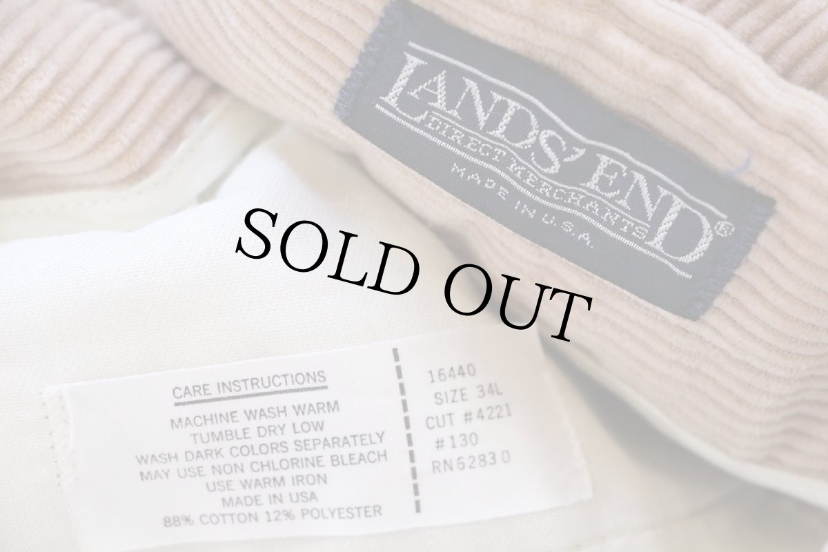 画像6: 90s USA製 LANDS'ENDランズエンド 太畝 コーデュロイパンツ ベージュ 34L★スラックス (6)