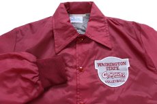 画像3: 90s USA製 WASHINGTON STATE Cougars パッチ付き ボアライナー ナイロン コーチジャケット バーガンディ (3)